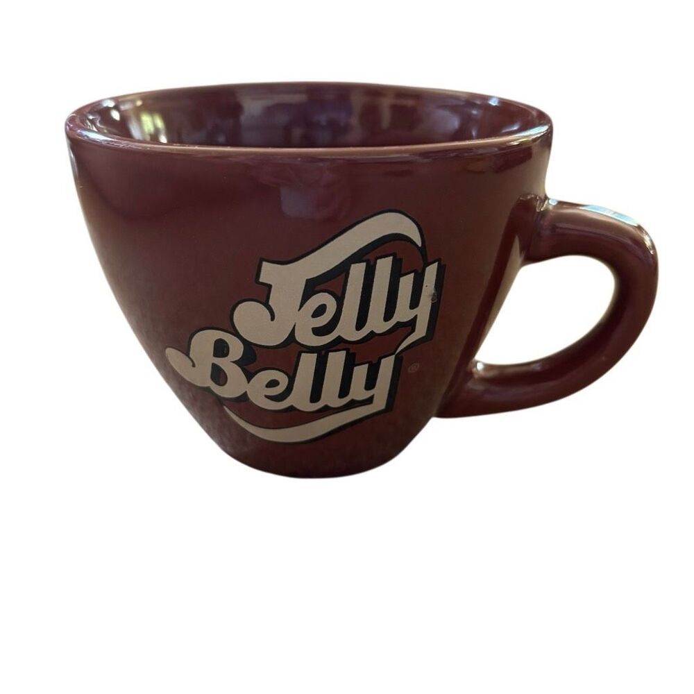 Vtg Jelly Belly Ceramic Coffee Mug Brown Wide Mouth Tea Cup Fairfield CA Retro